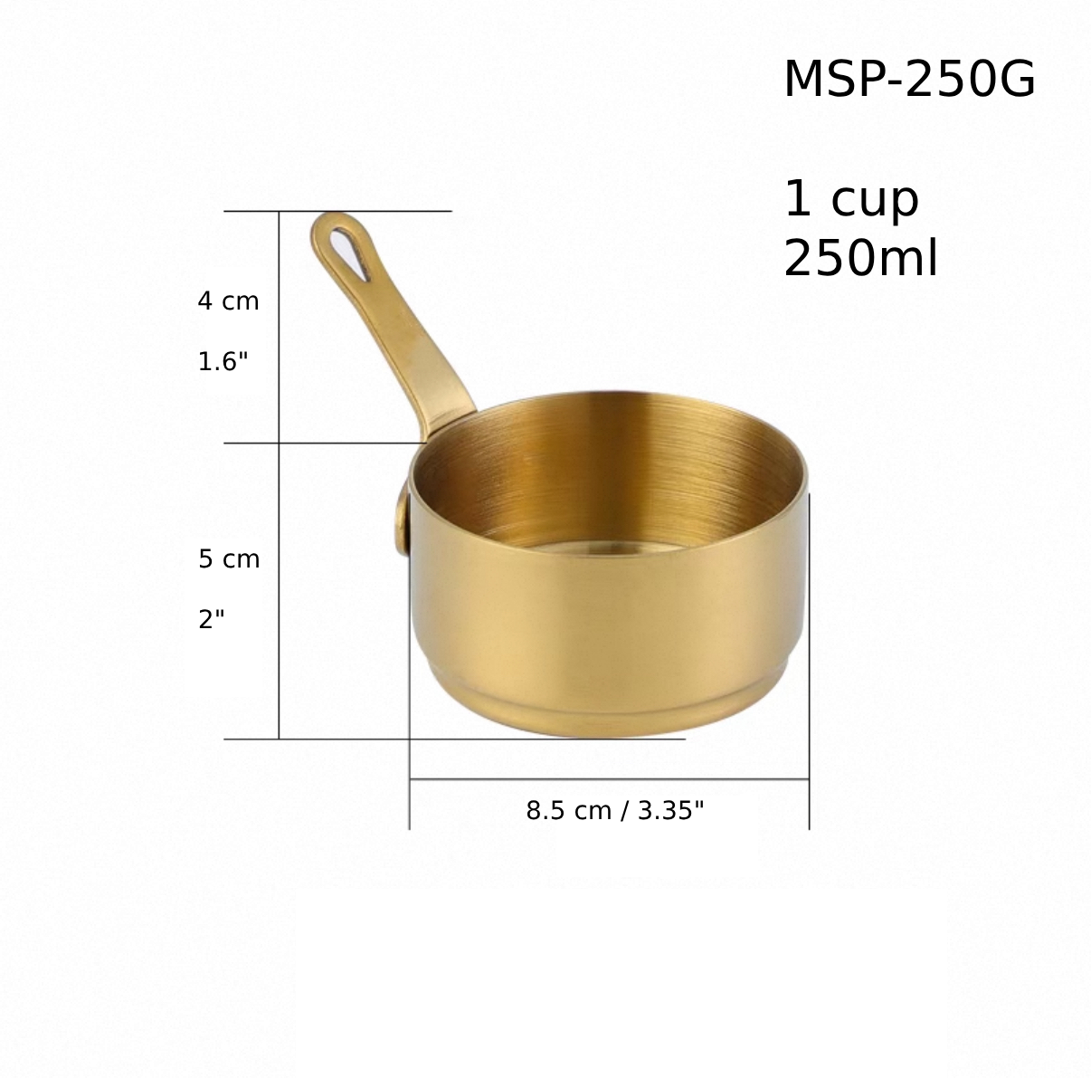 Golden Stainless Steel Mini Sauce Pan, 250ml (MSP-250G) - Chefcoca