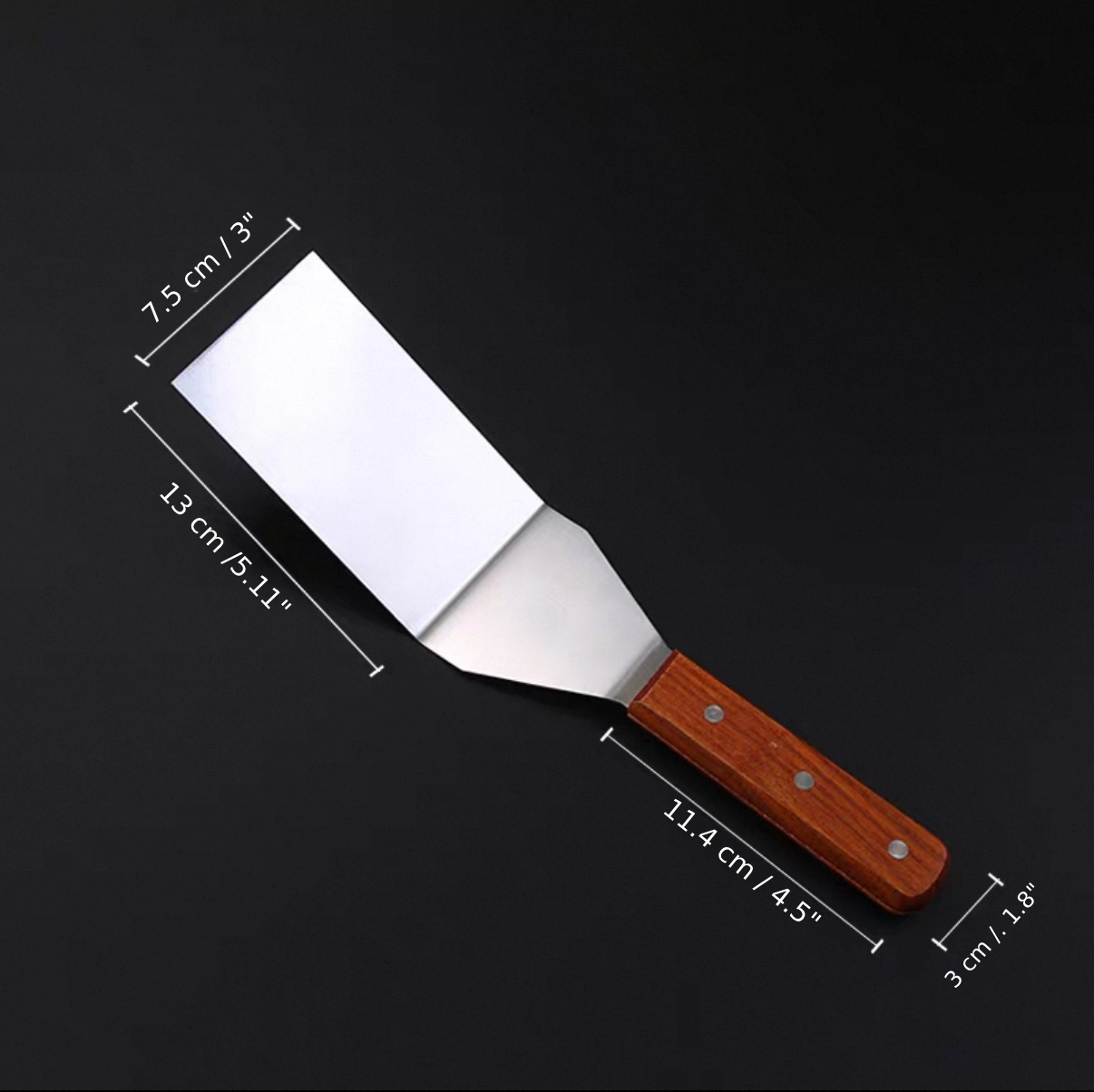 Turner w/Offset, Wooden handle, 5-1/8" x 2-7/8" Blade, 72mm (TN-53) - Chefcoca
