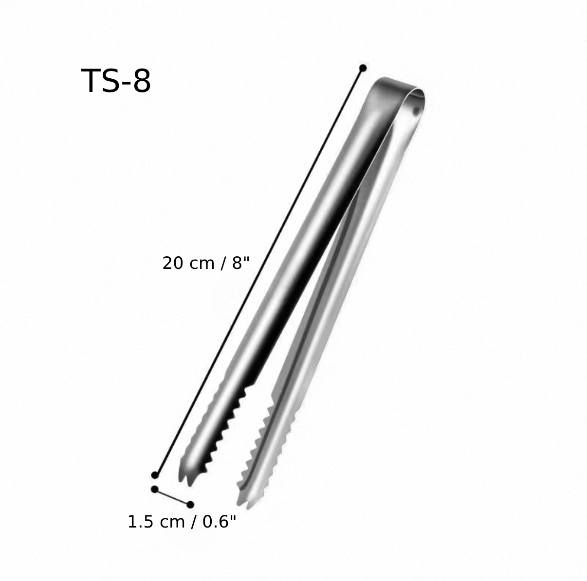 Stainless Steel Ice Tong, 8" (TS-8) - Chefcoca