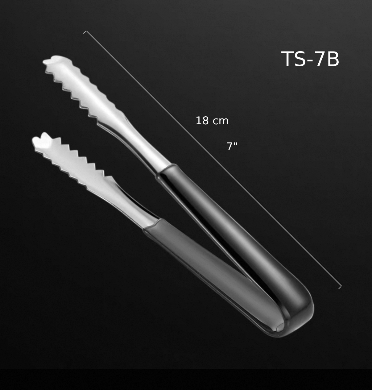 Stainless Steel Ice Tong with Black Plastic Coated, 7" (TS-7B) - Chefcoca