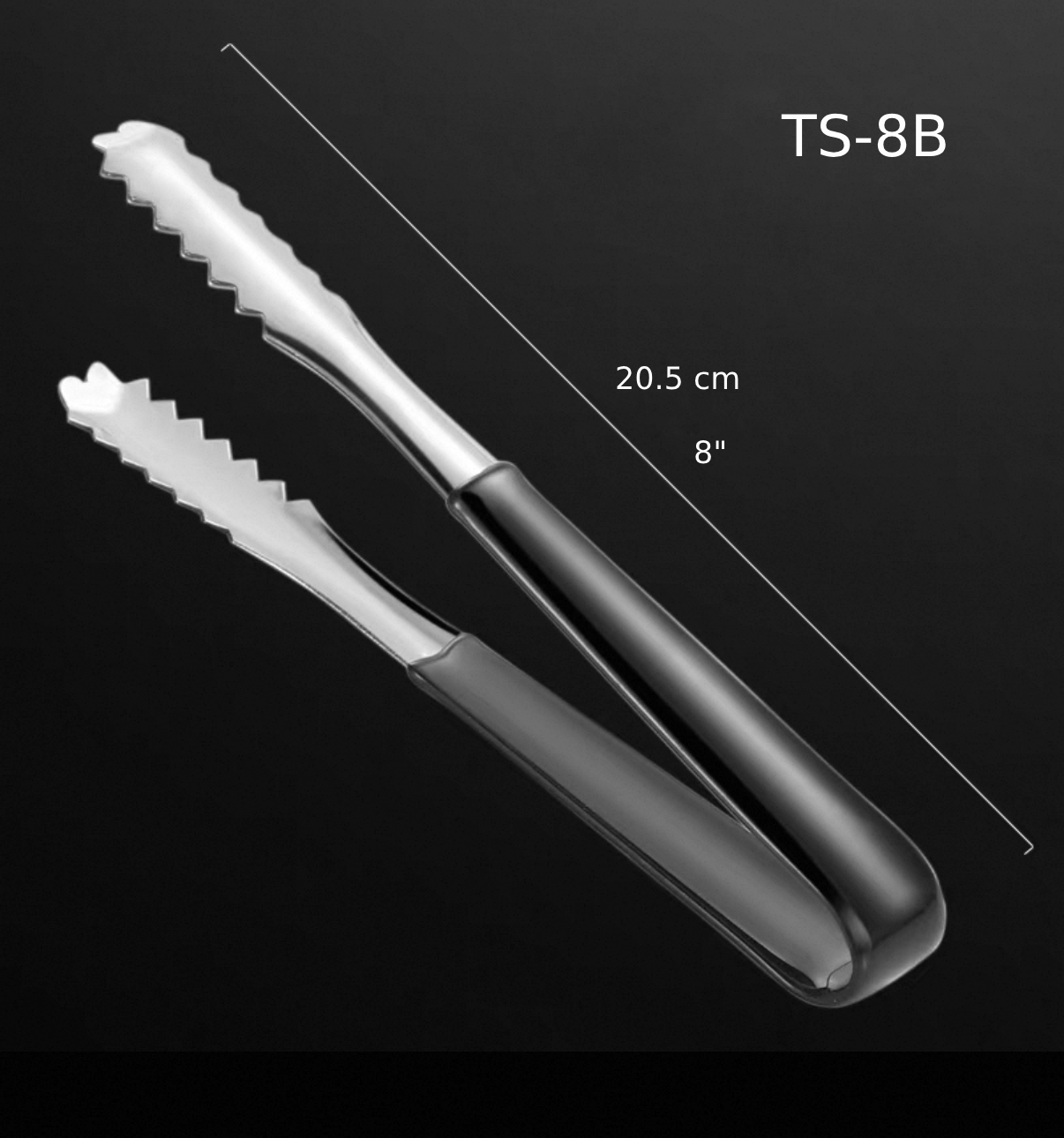 Stainless Steel Ice Tong with Black Plastic Coated, 8" (TS-8B) - Chefcoca
