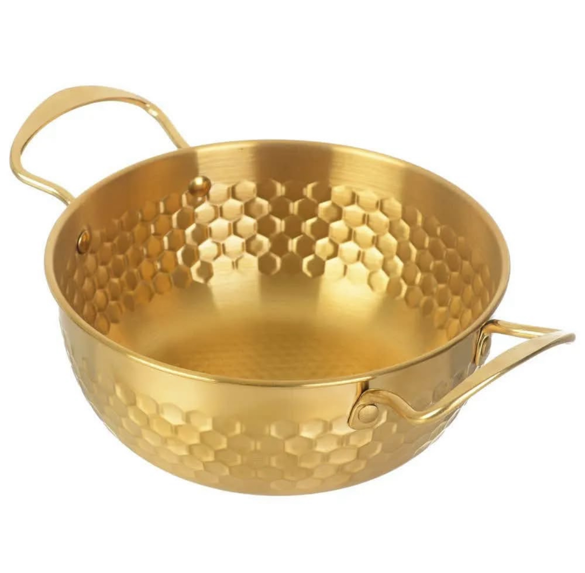 Chefco, Golden Stainless Steel Round Noodle Bowl with Double Handle, 22 cm (KNB-22G) - Chefcoca