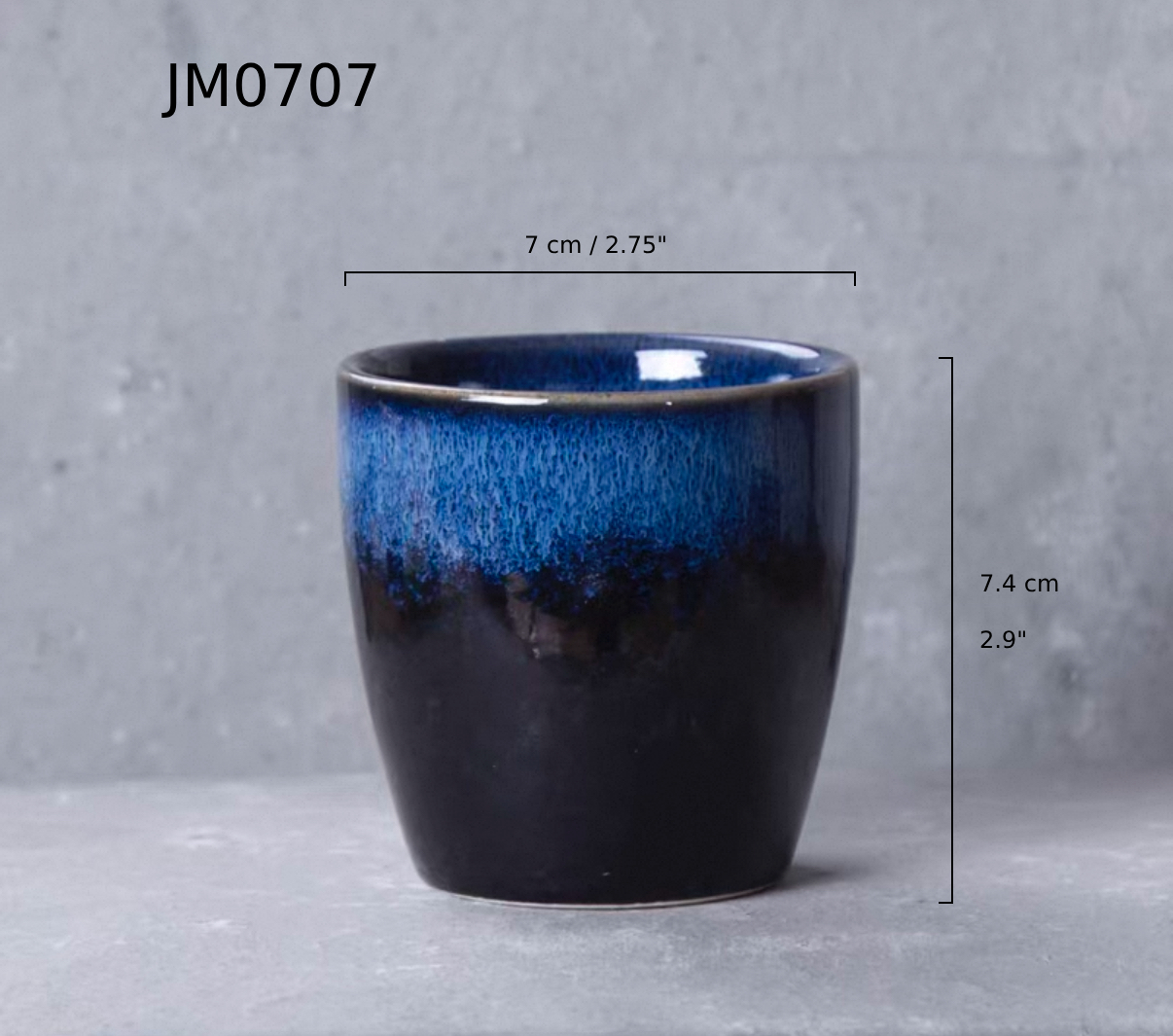 2 3/4" Dia, 2 3/4" High, Dark Blue Tea Cup (JM0707)