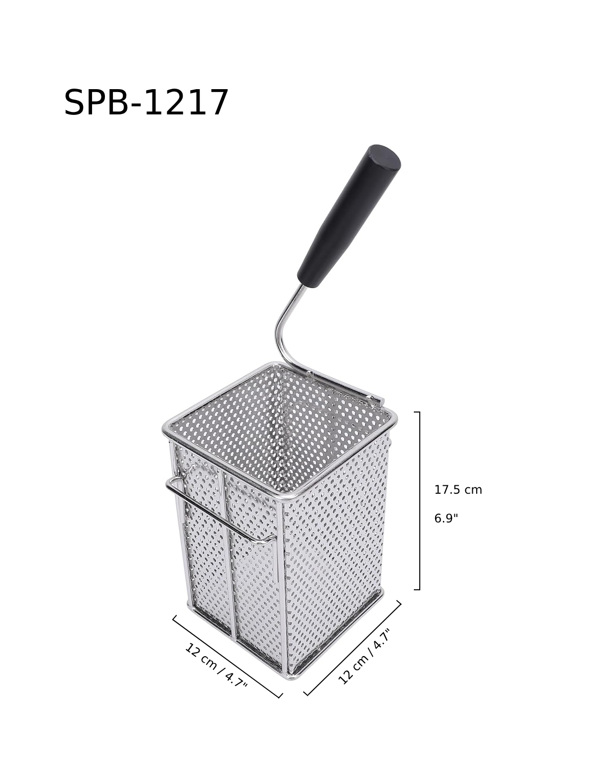 Stainless Steel Square Pasta Basket with Single Handle (SPB-1217) - Chefcoca