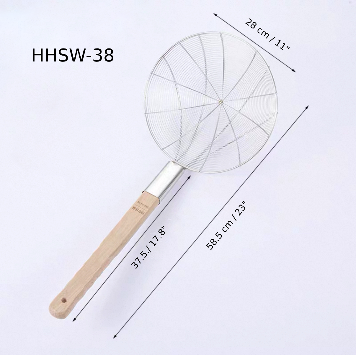 Chefco, 28cm Dia Reinforced Stainless Steel Strainer with Wood Handle (HHSW-38) - Chefcoca
