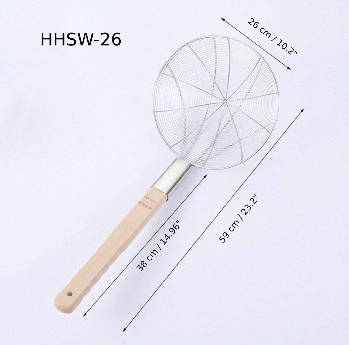 Chefco, 26cm Dia Reinforced Stainless Steel Strainer with Wood Handle (HHSW-26) - Chefcoca