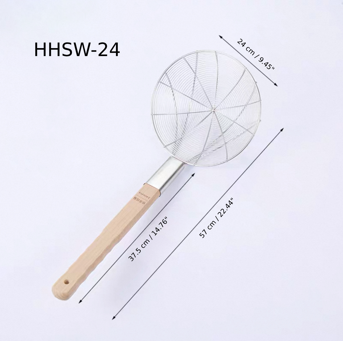 Chefco, 24cm Dia Reinforced Stainless Steel Strainer with Wood Handle (HHSW-24) - Chefcoca