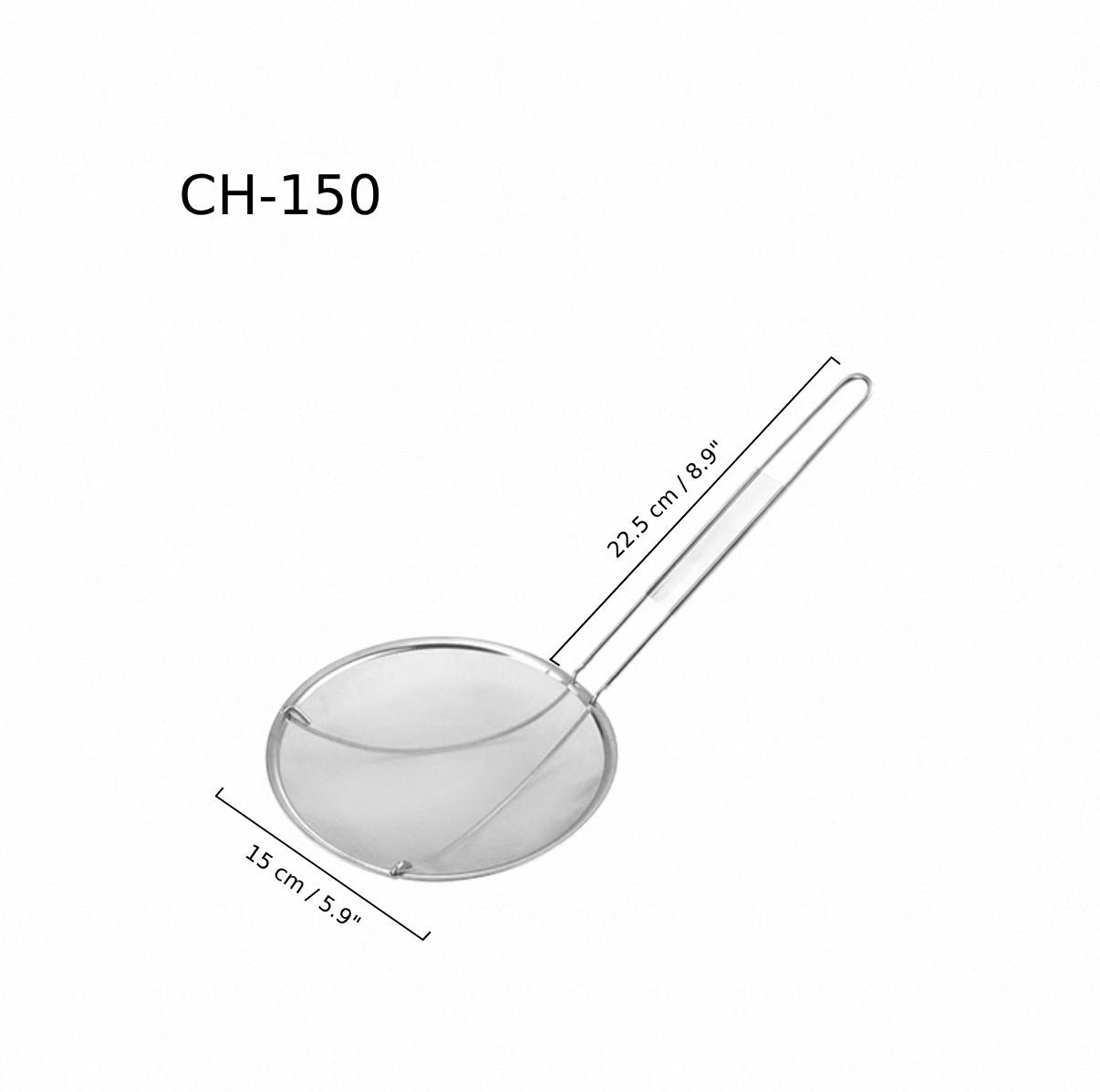 Chefco, Stainless Steel Round Mesh Skimmer, Fine, 15cm Dia (CH-150) - Chefcoca