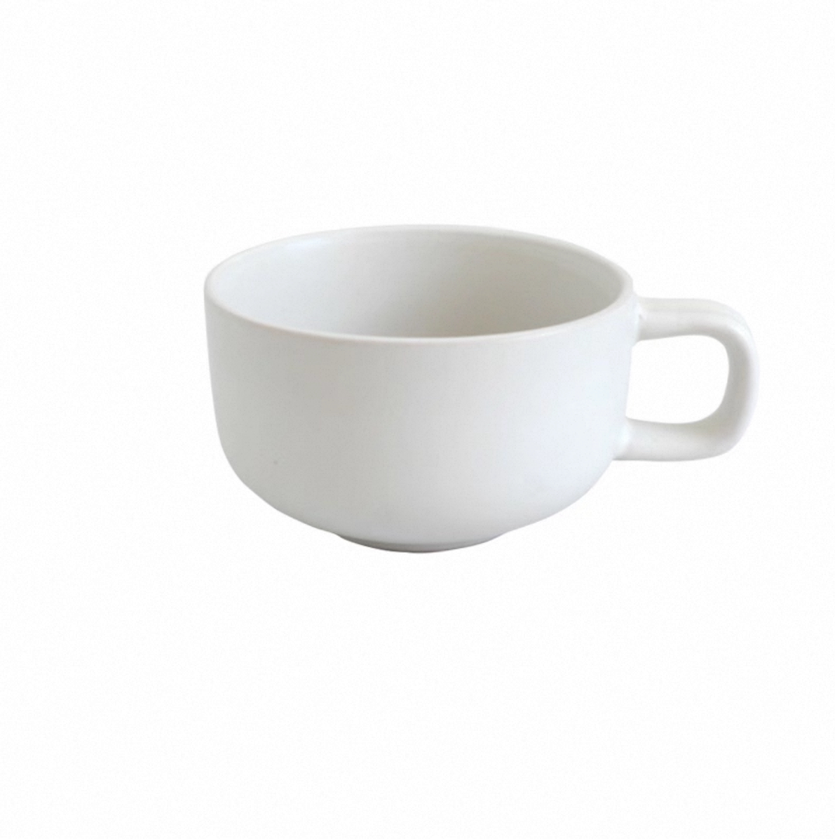 3 1/4" Dia White Ceramic Round Stackable Coffee Cup, 2 3/8" High, #2 - Ceramic, White(185CC), Cameo (210-70C)