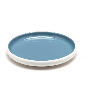 8.1'' Round Melamine Deep plate, Light Blue Plate with White Bottom (M228216)