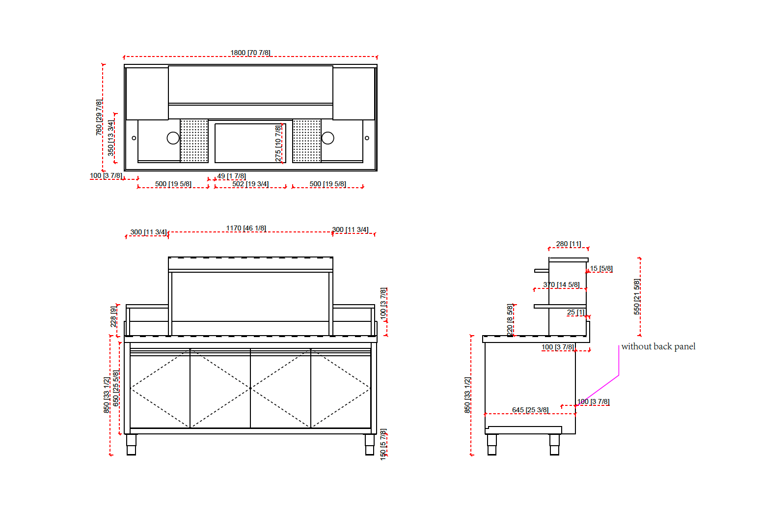 Station de travail pour thé aux perles en acier inoxydable 304 de calibre 16, BTS-180 (180 cm de largeur x 75 cm de profondeur x 140 cm de hauteur)