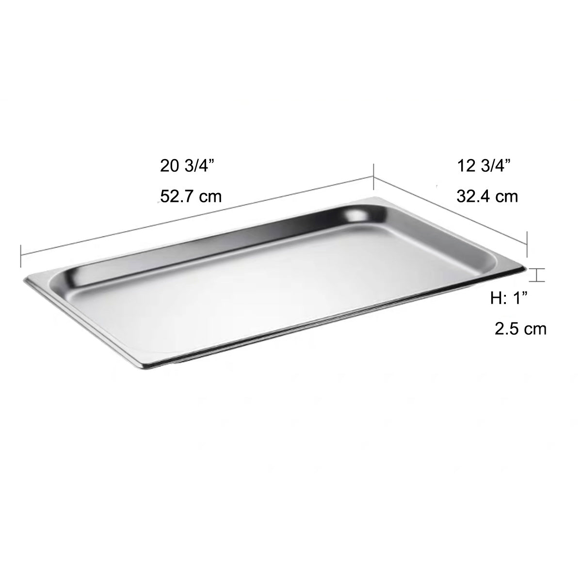 Full Size 1" Deep 22 Gauge Anti-Jam 304 Stainless Steel Steam Table Pan