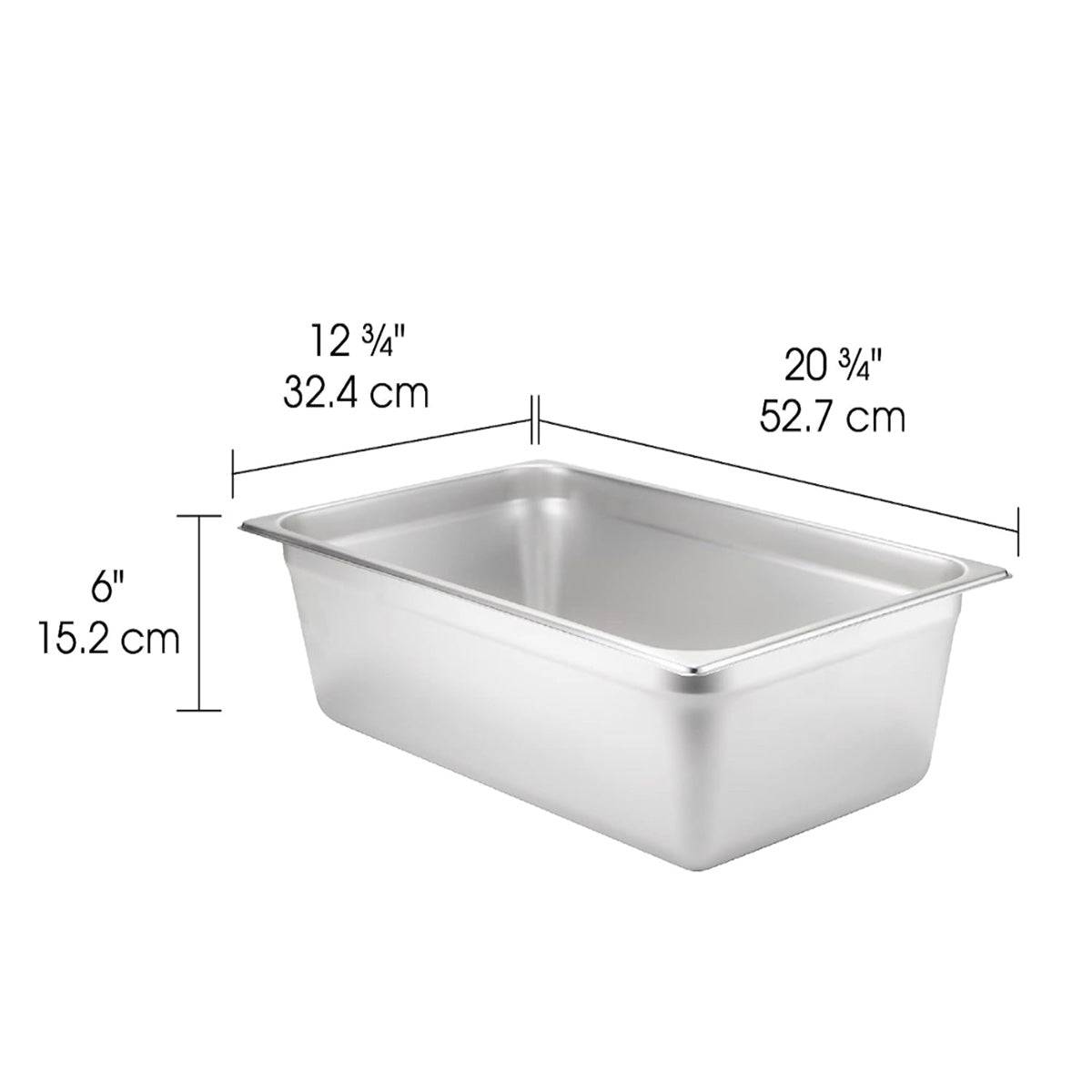 Full Size 6" Deep 22 Gauge Anti-Jam 304 Stainless Steel Steam Table Pan - Chefcoca