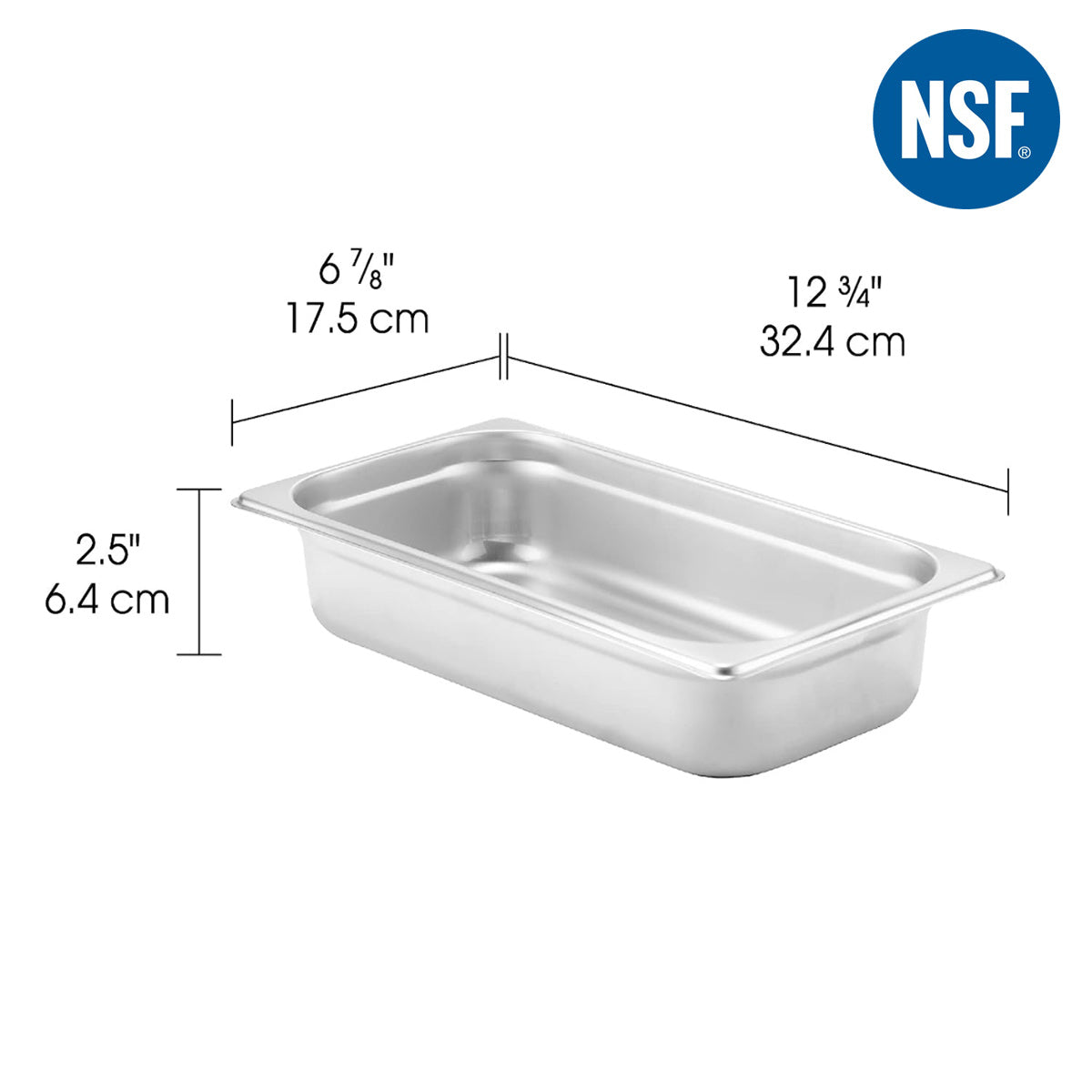 1/3 Size 2 1/2" Deep 24 Gauge Anti-Jam 304 Stainless Steel Steam Table Pan - Chefcoca