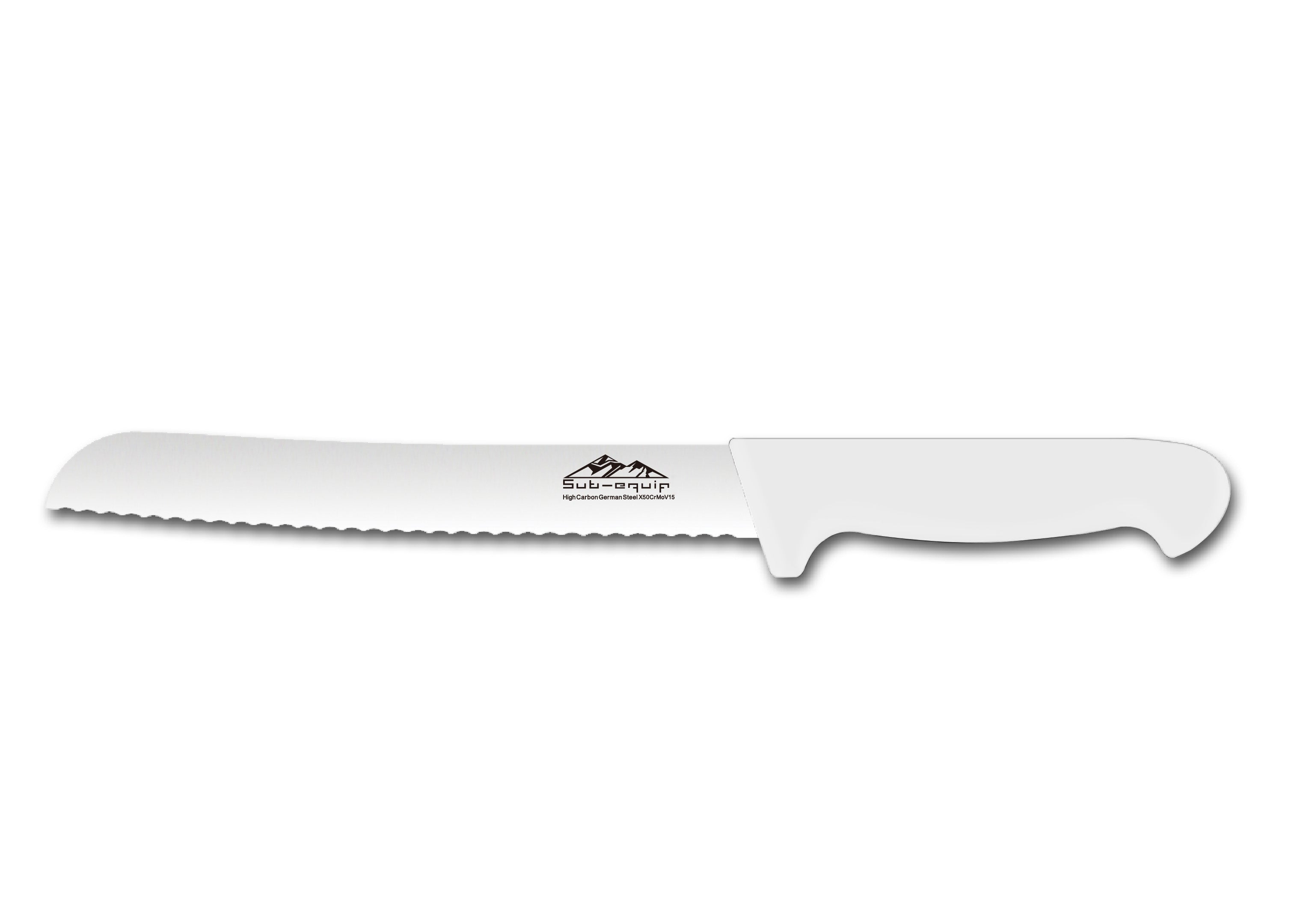 Sub-Equip,KWP-10W, 10" Wavy Edge Bread Knife with White Handle - Chefcoca
