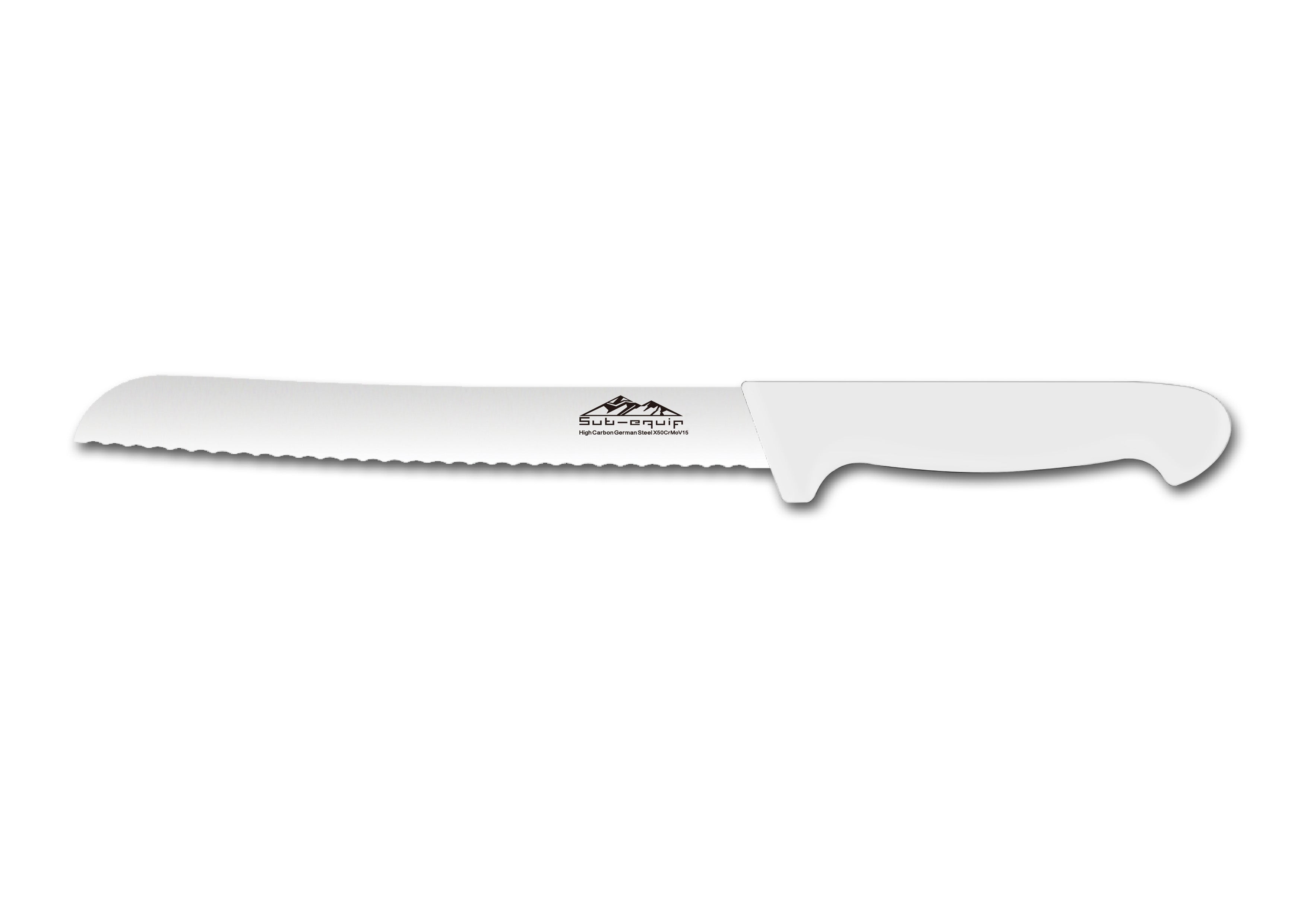 Sub-Equip,KWP-12W, 12" Wavy Edge Bread Knife with White Handle - Chefcoca