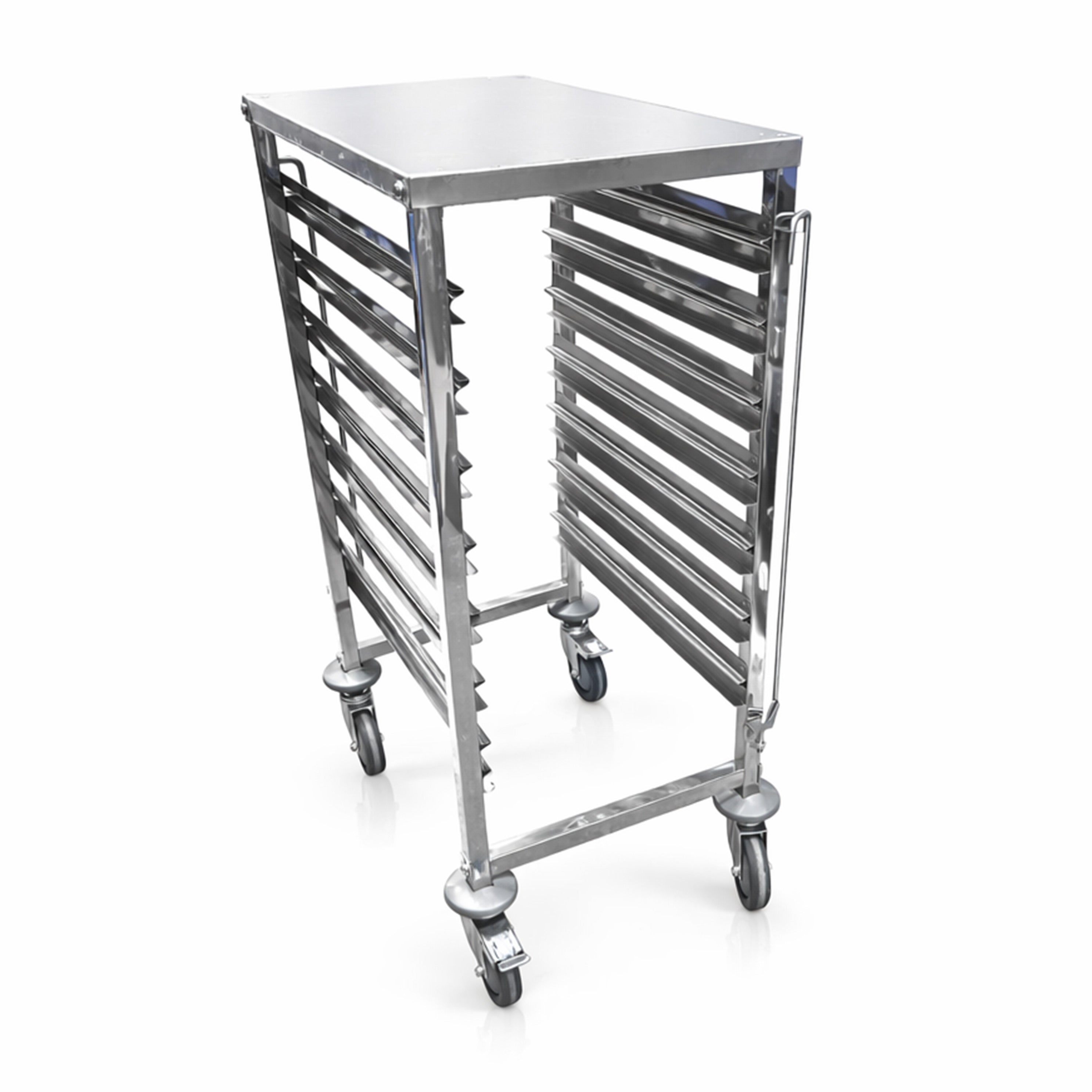 7-Tiered Stainless Steel Steam  Pan Rack with Brakes & Work Surface (SGNR-7) - Chefcoca