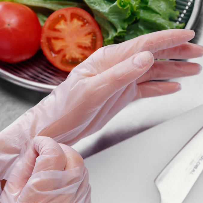 Sub-equip,938721, 27 Micron Five-Finger-Squeeze Non-Stick Embossed Disposable Gloves ,Large (200/pack) - Chefcoca