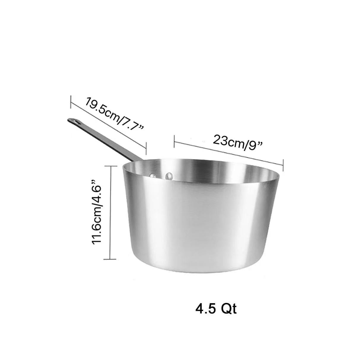 Sub-equip,ASP-4.5QT, Heavy-Weight Tapered Aluminium Natural Finish Sauce Pan(23cm/9" Dia ,3mm Thickness) - Chefcoca