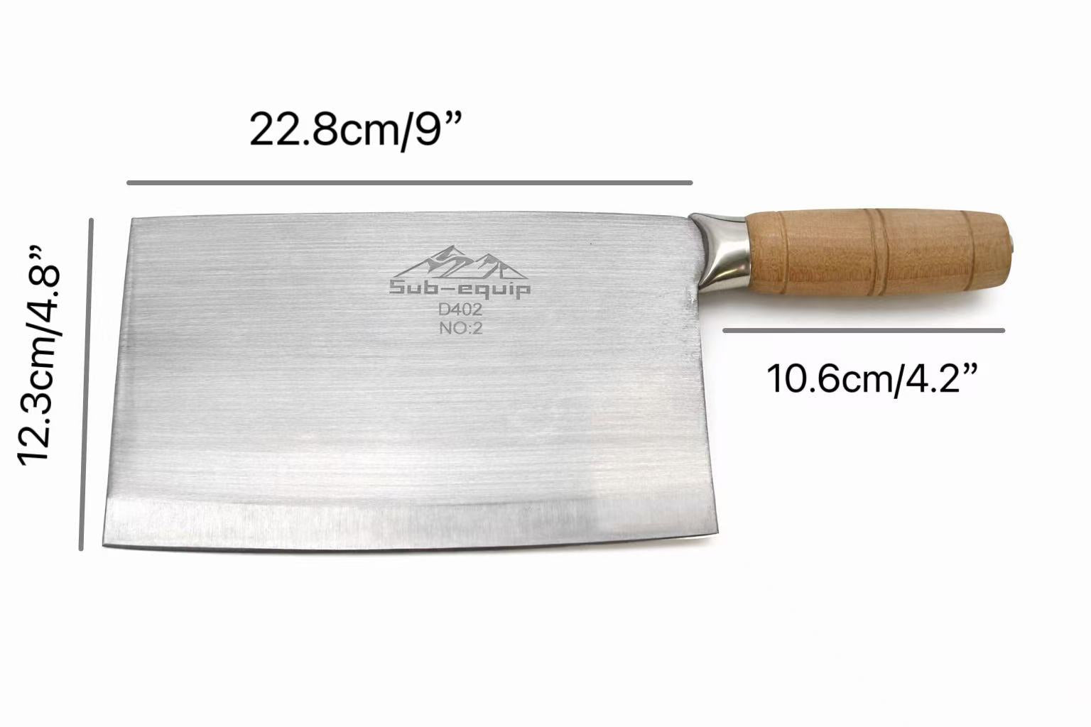 Sub-equip,D402, 2# Chinese Vegetable Cleaver with Wooden Handle - Chefcoca