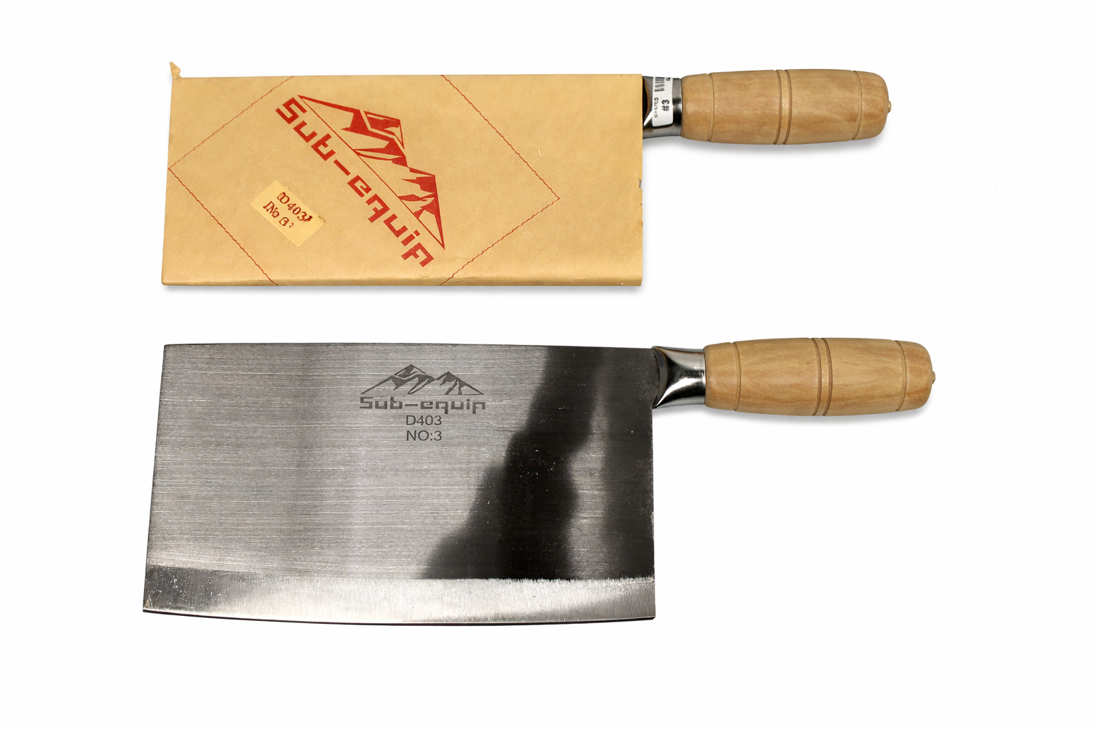 Sub-equip,D403, 3# Chinese Vegetable Cleaver with Wooden Handle - Chefcoca