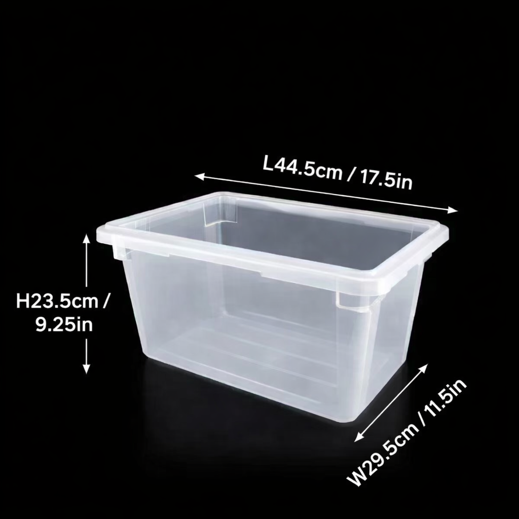 Sub-equip,FB-18129T,White Translucent Polypropylene Food Storage Box, Half Size,5 Gallon/18L, 17.5"x11.5"x9.25"H - Chefcoca