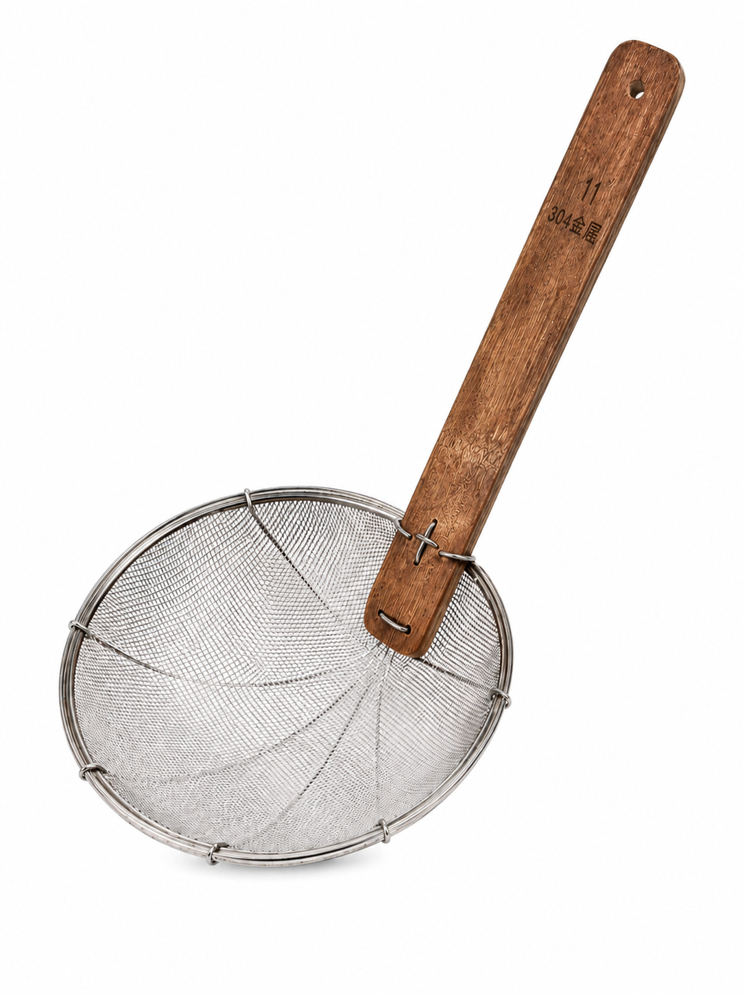 Sub-equip,FMS-28S, Fine Stainless Steel Mesh Skimmer with Wooden Handle,11"/28cm Dia - Chefcoca
