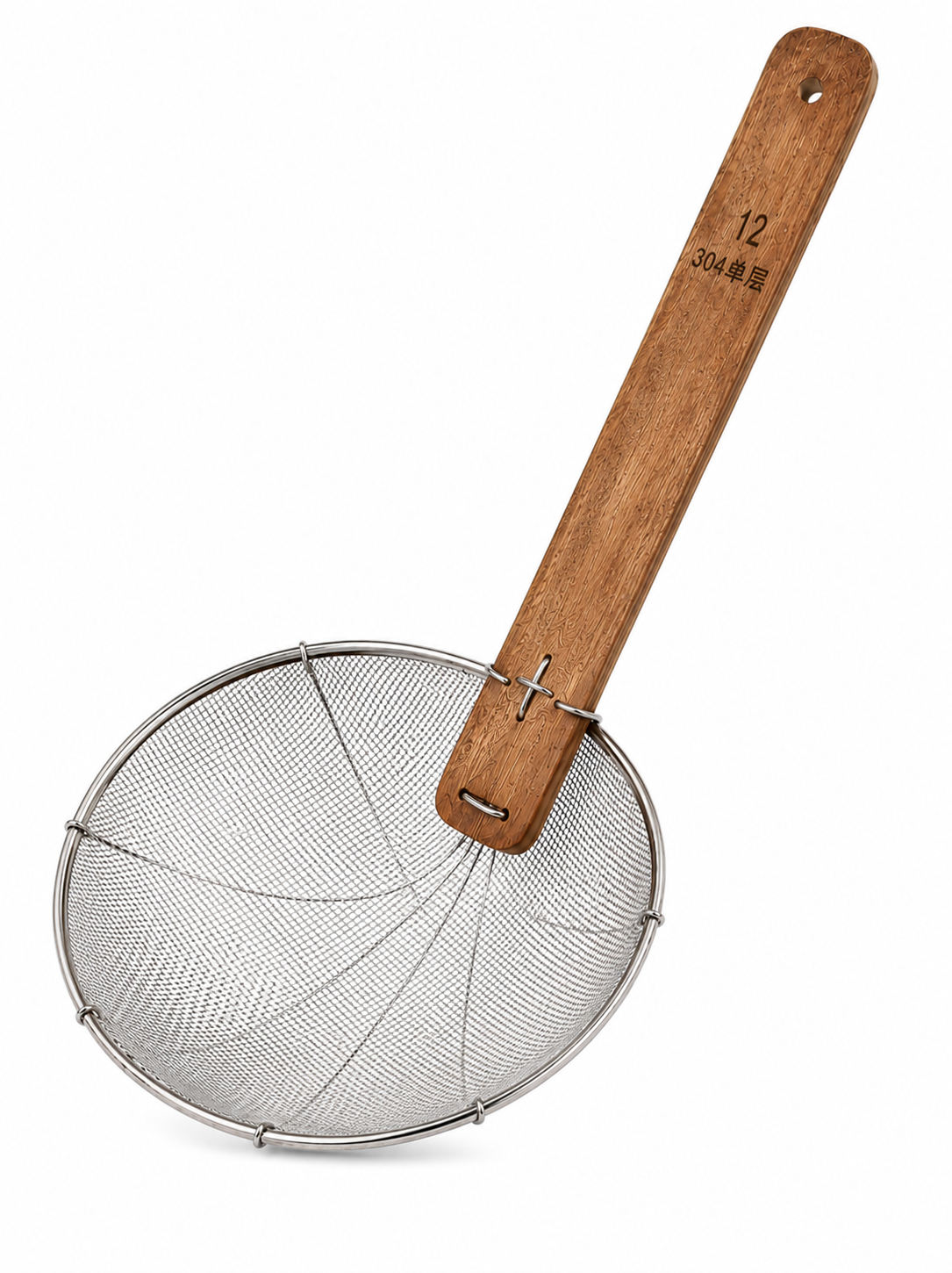 Sub-equip,FMS-30S, Fine Stainless Steel Mesh Skimmer with Wooden Handle,12"/30.5cm Dia - Chefcoca