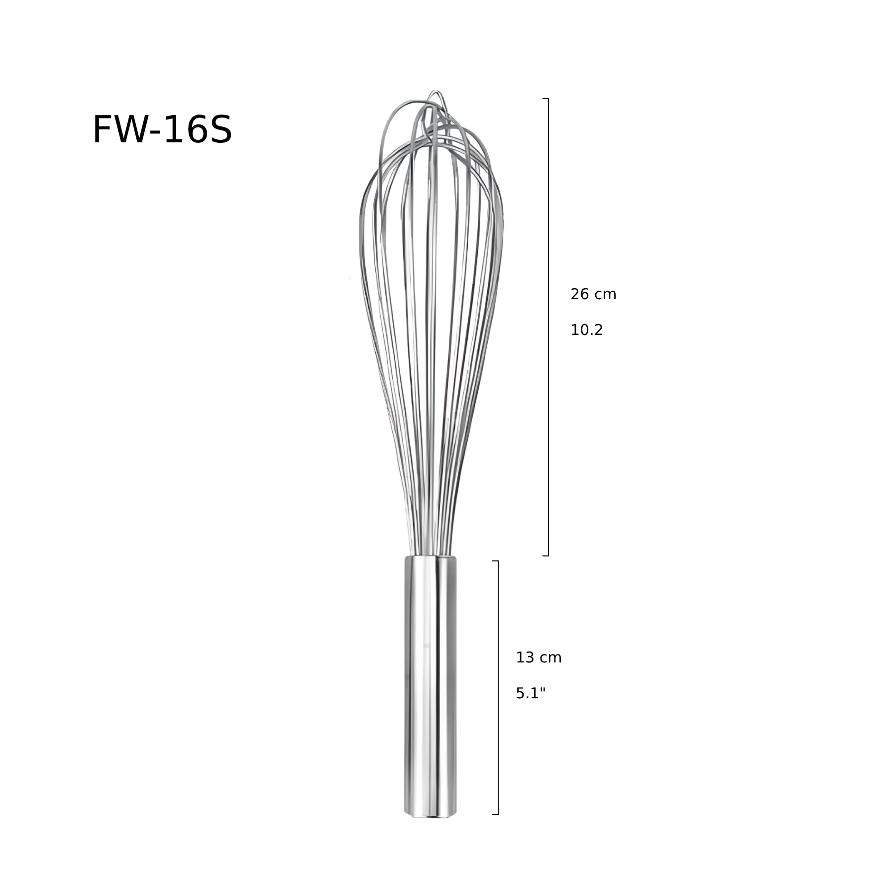Sub-equip, FW-16S,16" French Whisks, Stainless Steel with Epoxy