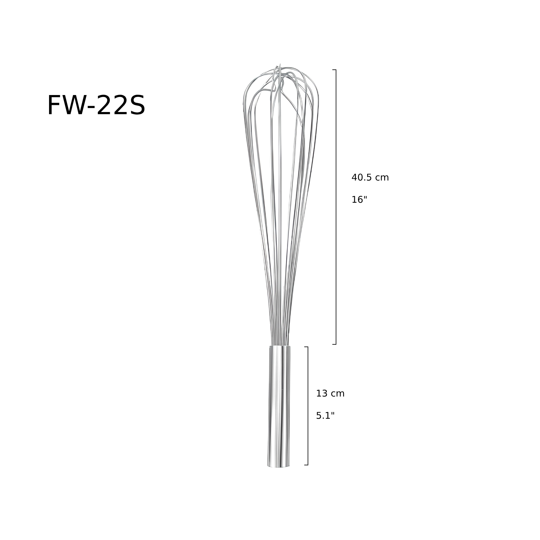Sub-equip, FW-22S,22" French Whisks, Stainless Steel with Epoxy