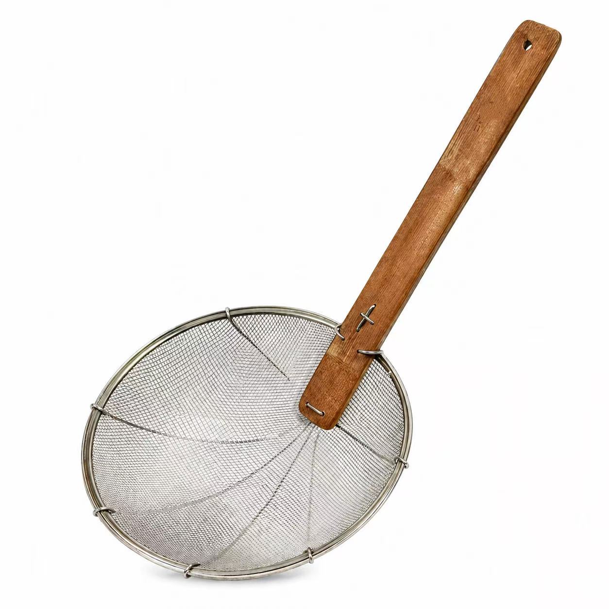 Sub-equip,HFMS-10, 10" Dia Round Fine Mesh Stainless Steel Skimmer with Bamboo Handle - Chefcoca