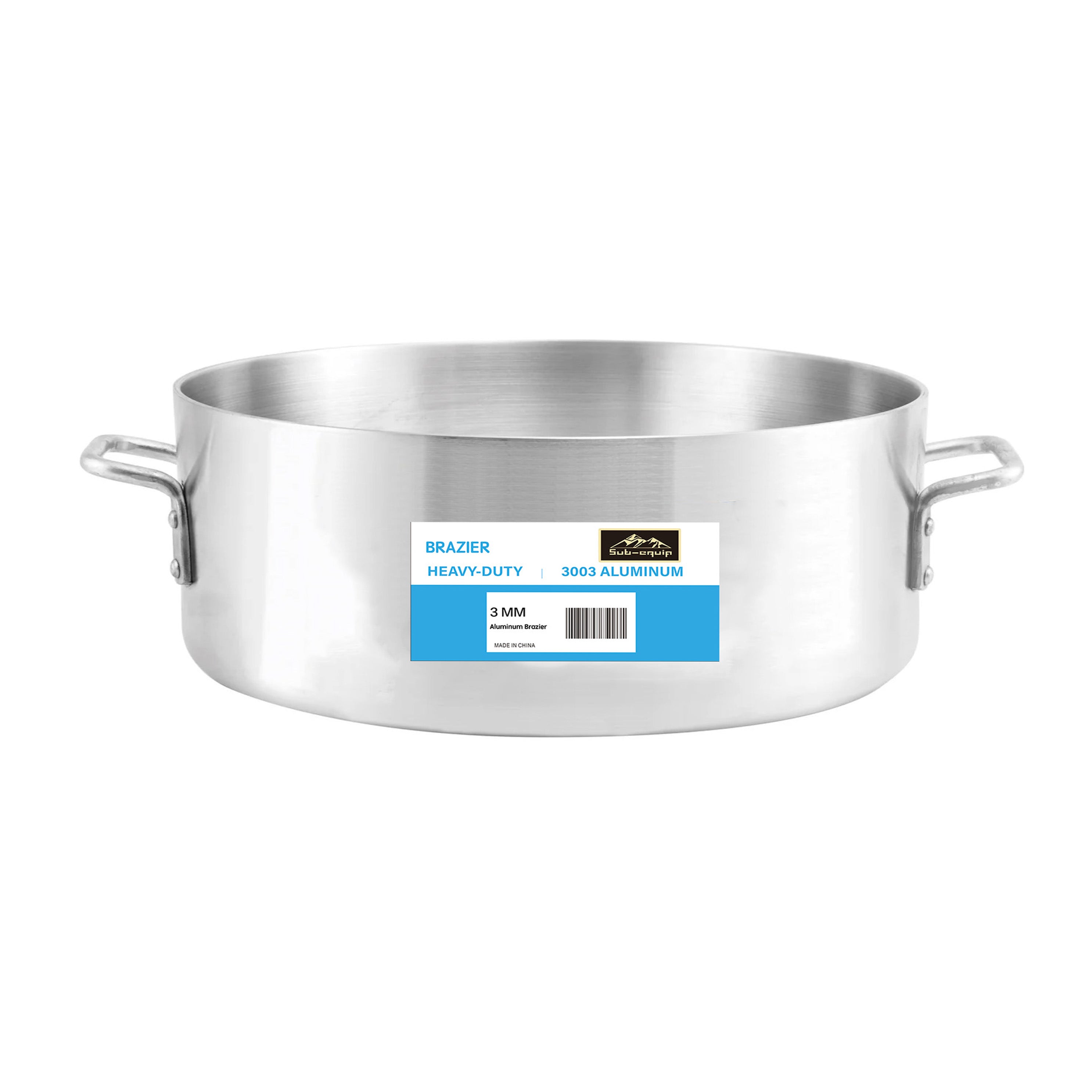Sub-equip, Heavy Weight 3mm Aluminium Brazier with 2 Handles, 40 QT - Chefcoca