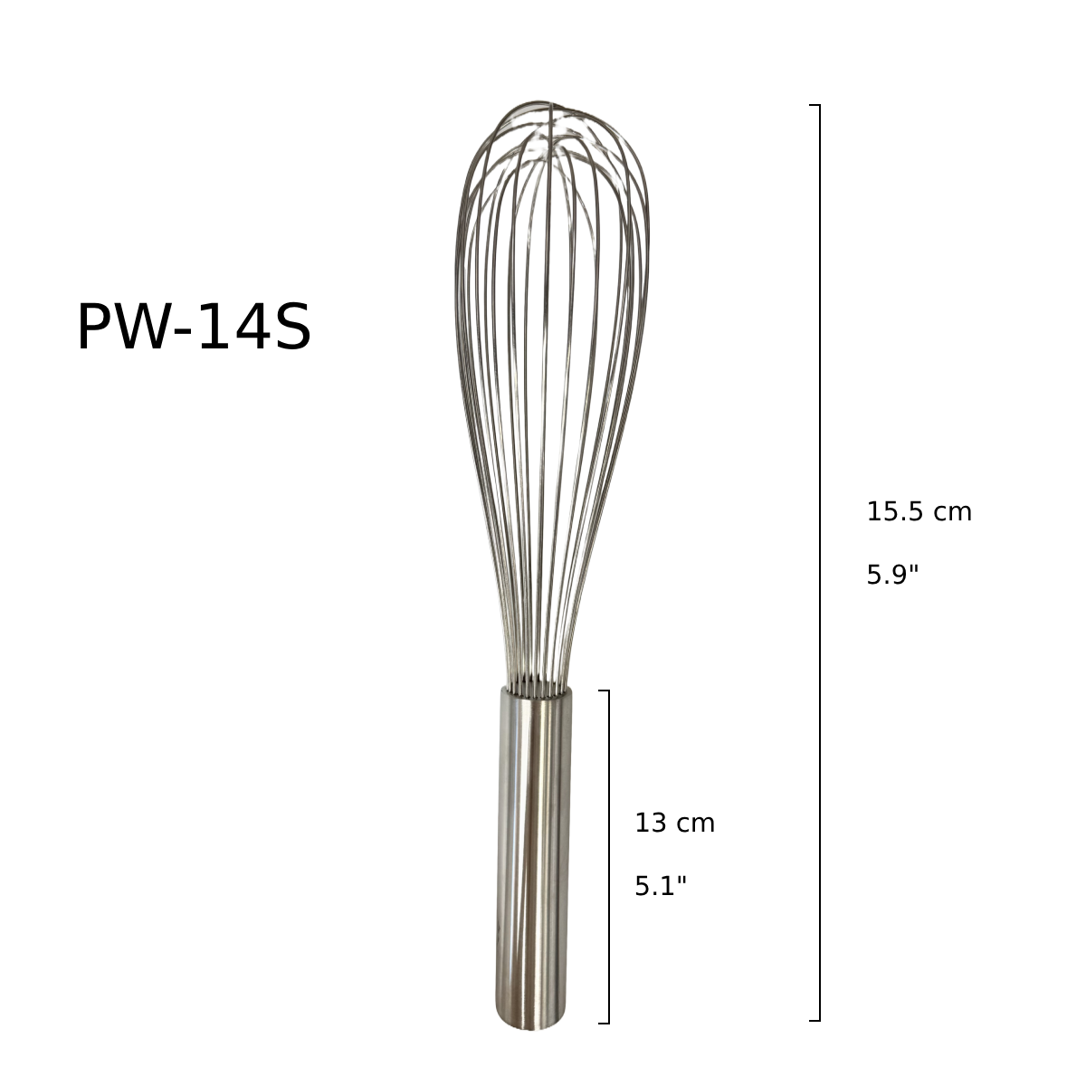 Sub-equip, PW-14S,14" Piano Whisks, Stainless Steel with Epoxy