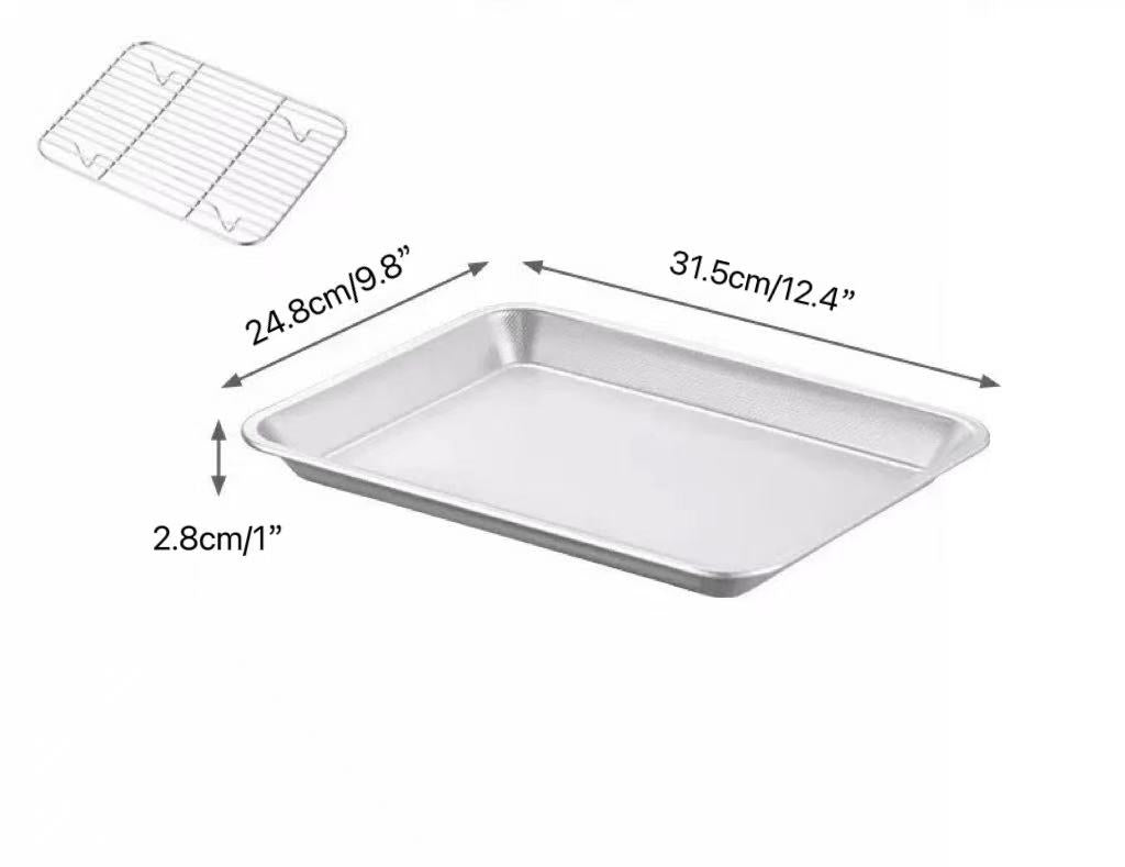 Sub-equip, SBP-SET1, 12.4" L Stainless Steel Baking Tray with Cooling Rack Set - Chefcoca