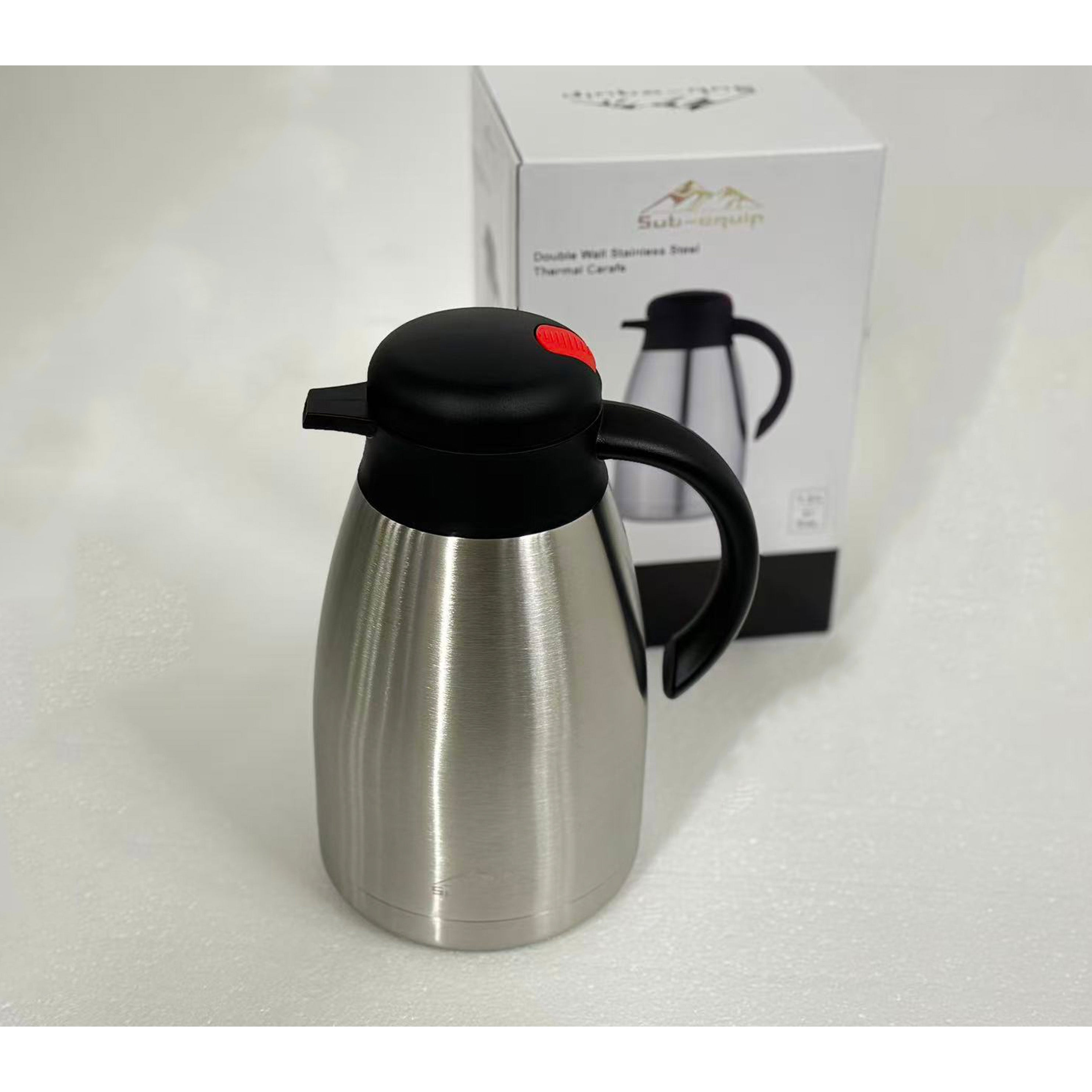 Carafe isotherme en acier inoxydable, bouton-poussoir (1,2 L à 2 L)