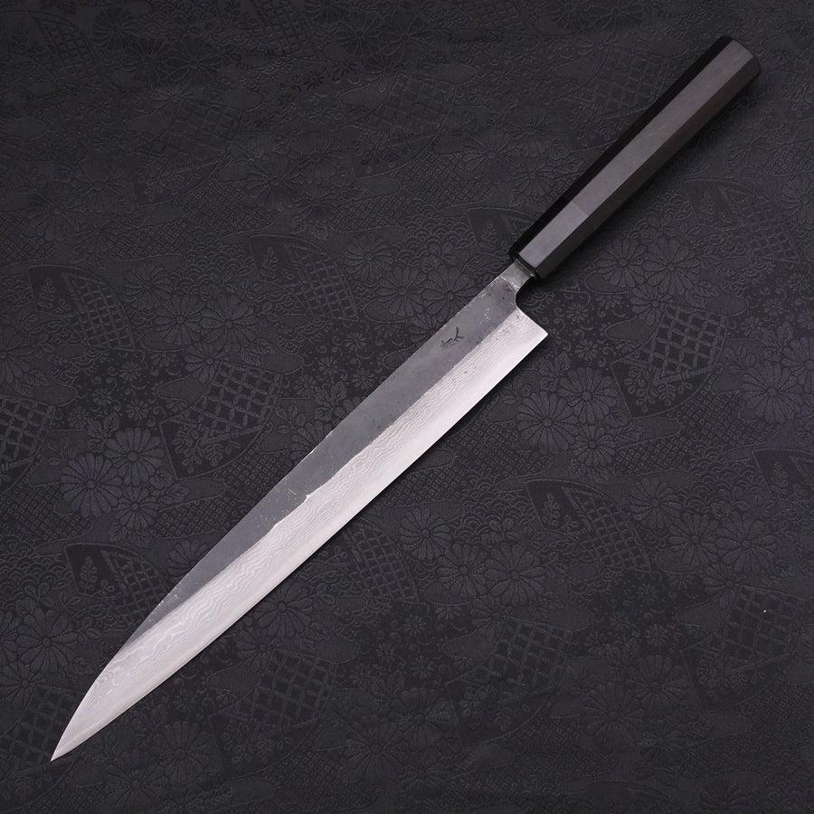 MUSASHI Sujihiki Blue steel #2 Kurouchi Damascus Buffalo Ebony Handle 270mm ( 121-270) - Chefcoca