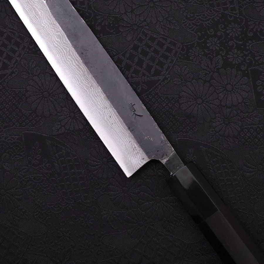 MUSASHI Sujihiki Blue steel #2 Kurouchi Damascus Buffalo Ebony Handle 270mm ( 121-270) - Chefcoca