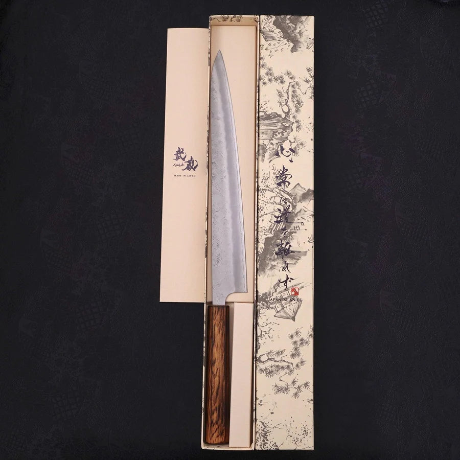 MUSASHI Sujihiki Silver Steel #3 Nashiji Sumi Urushi Handle 270mm (098-270)