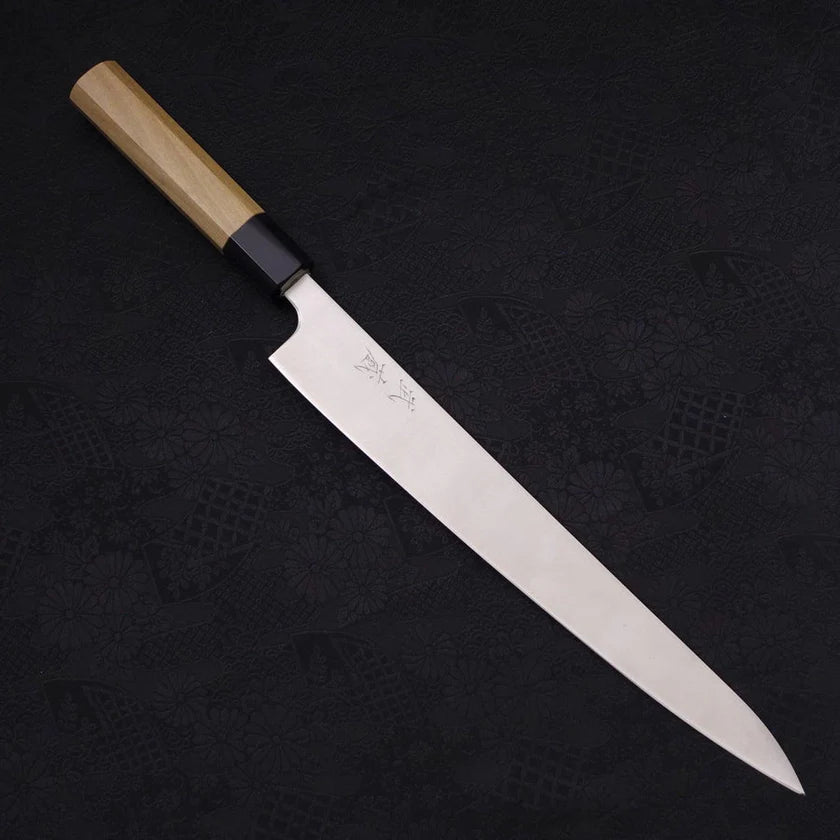 MUSASHI Sujihiki Silver Steel #3 Polished Buffalo Magnolia Handle Handle 270mm (0982-270) - Chefcoca