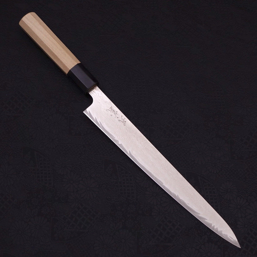 MUSASHI Sujihiki AUS-10 Wave Damascus Buffalo Magnolia Handle 240mm (372-240)