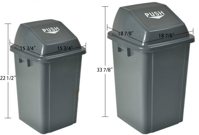 Grey Trash Garbage Can Bin with Push Down Lid (TCWL-60/TCWL-100)