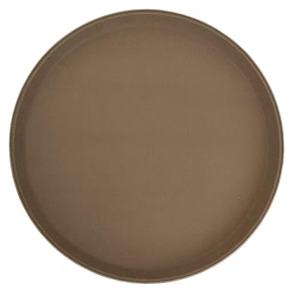 TFG-14N - Deluxe Fiberglass Tray, Non-slip, Round - 14", Brown - Chefcoca