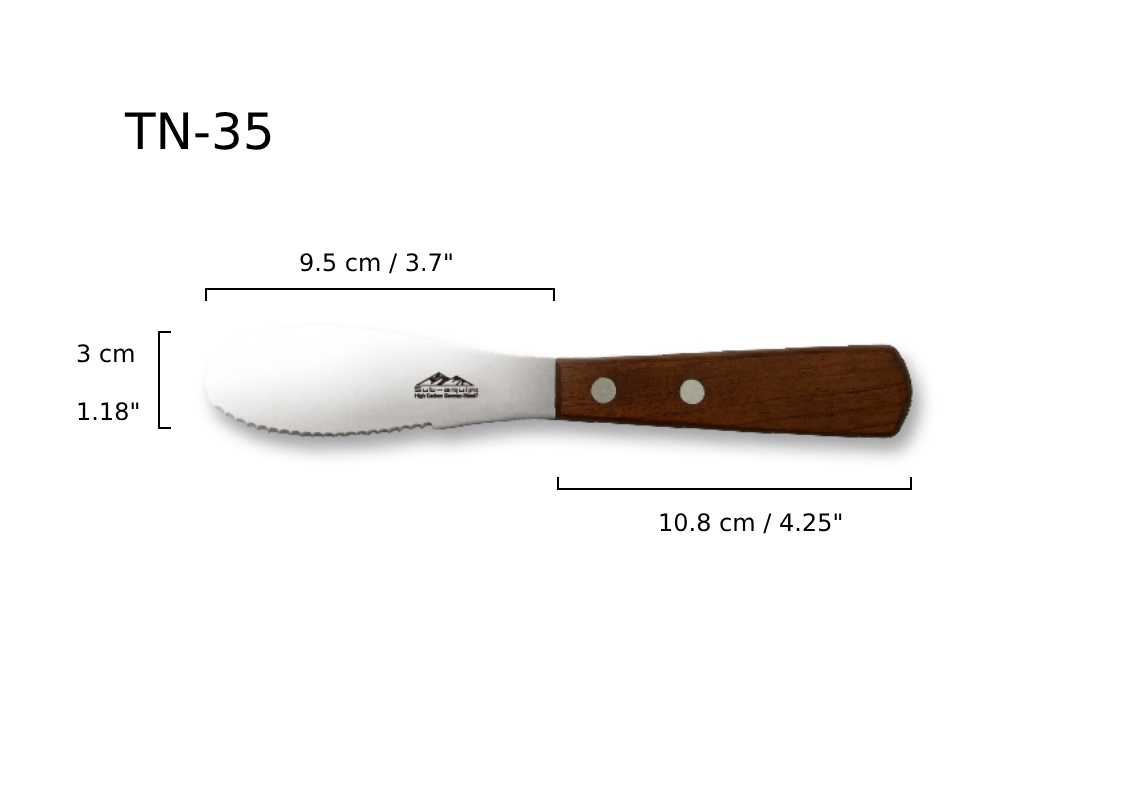 Sub-equip, 3.25" Spreader, Serrated, with Rosewood Handle (TN-35) - Chefcoca