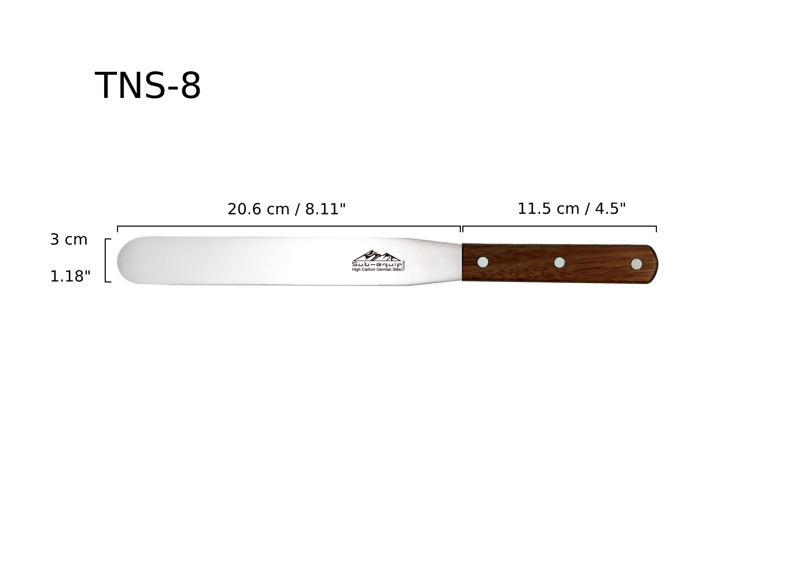 Sub-equip, 8" Spatula, with Rosewood Handle (TNS-8) - Chefcoca