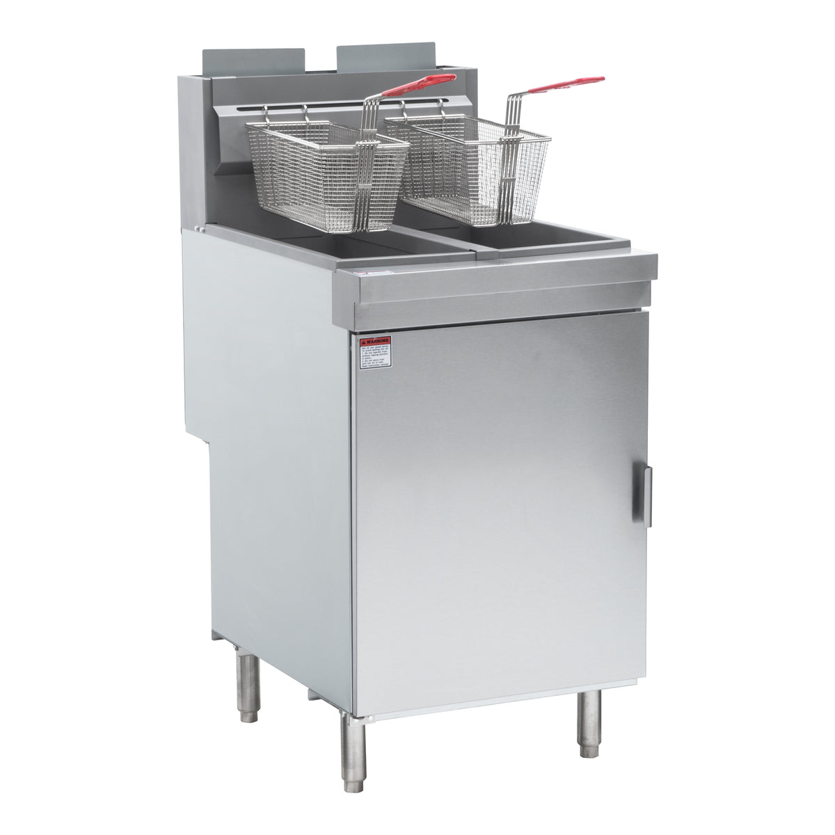 Turbo Range, Natural Gas Deep Fryer,120, 000 BTU, Split tank, 21 ¹/₃₂” x 29 ²⁹/₆₄”  x 46 ²⁷/₃₂”, 72-78lb Oil Capacity (TR-F4-SPTK) - Chefcoca