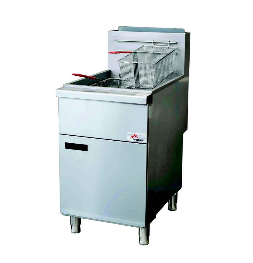 21" W Turbo Range Natural Gas Solid State Floor Deep Fryer,75-80lb Oil Capacity,150,000 BTU(TR-F5S-NG) - Chefcoca