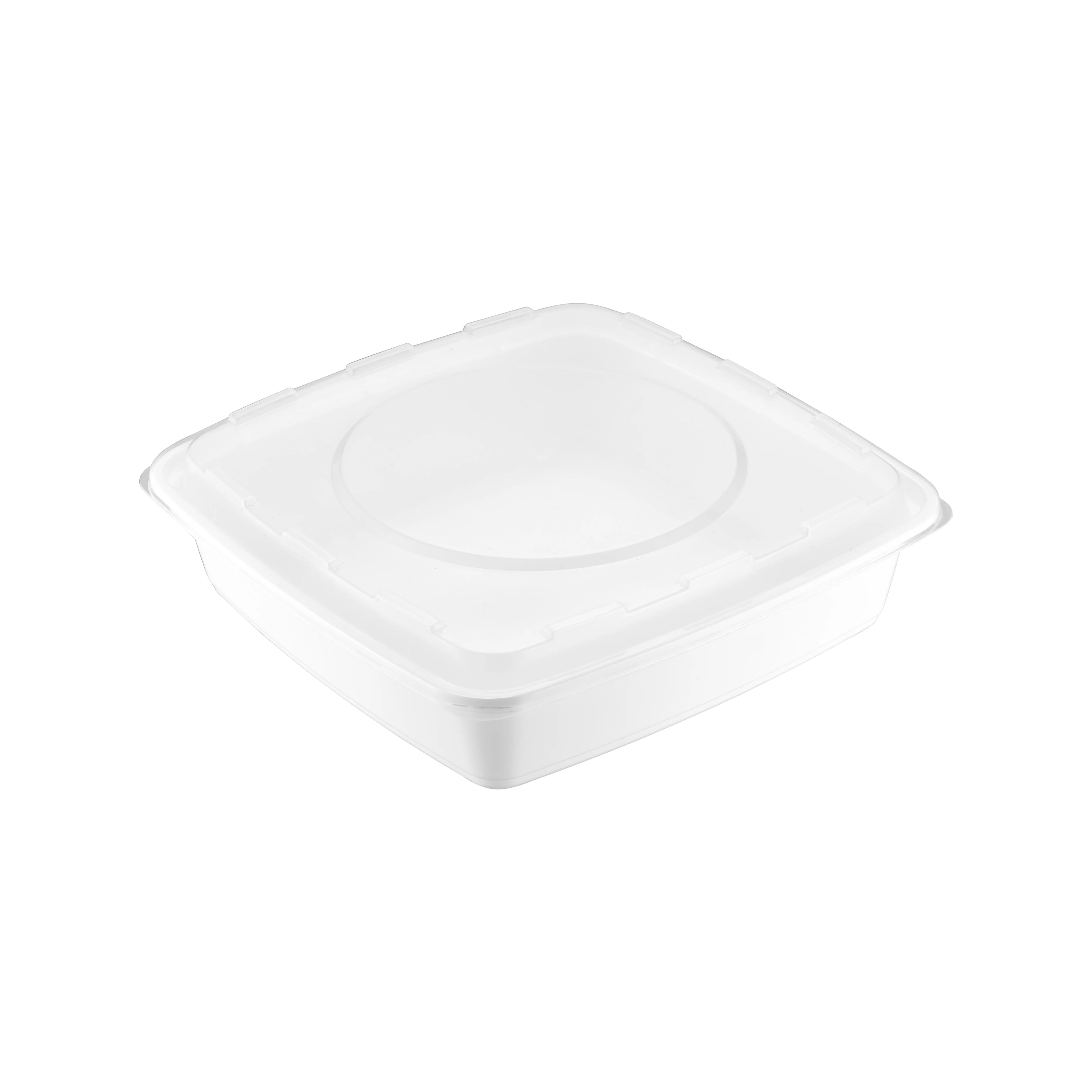 48oz Square Container with Lid – White Base, Clear Lid (150pcs / Case) TY-48