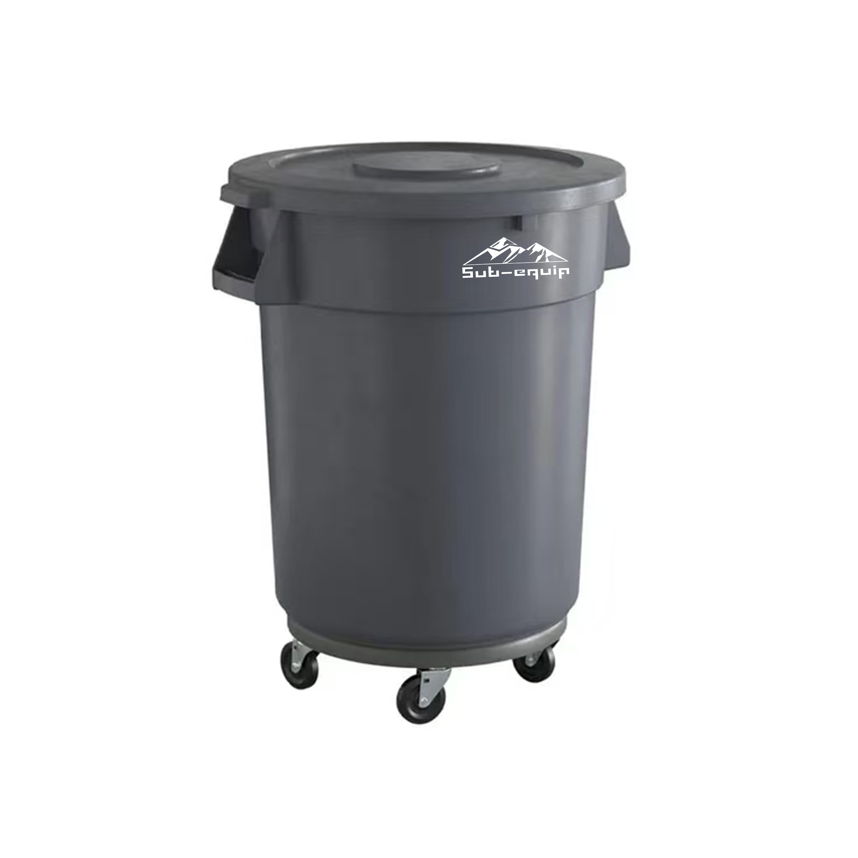 Sub-equip RTC-44G, Heavy-Duty Round Trash Can - Gray, 44 Gallon - Chefcoca