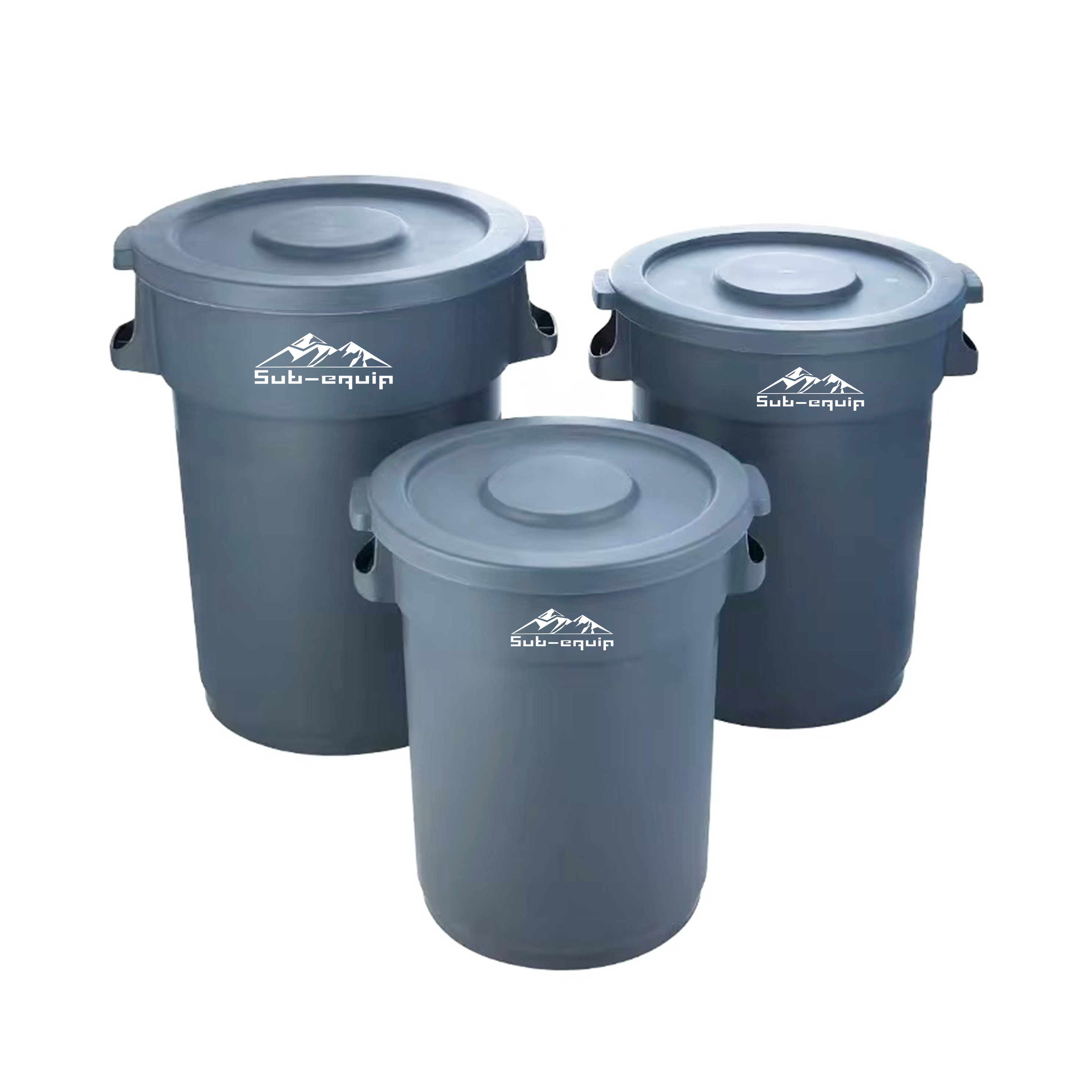 Sub-equip RTC-44G, Heavy-Duty Round Trash Can - Gray, 44 Gallon - Chefcoca