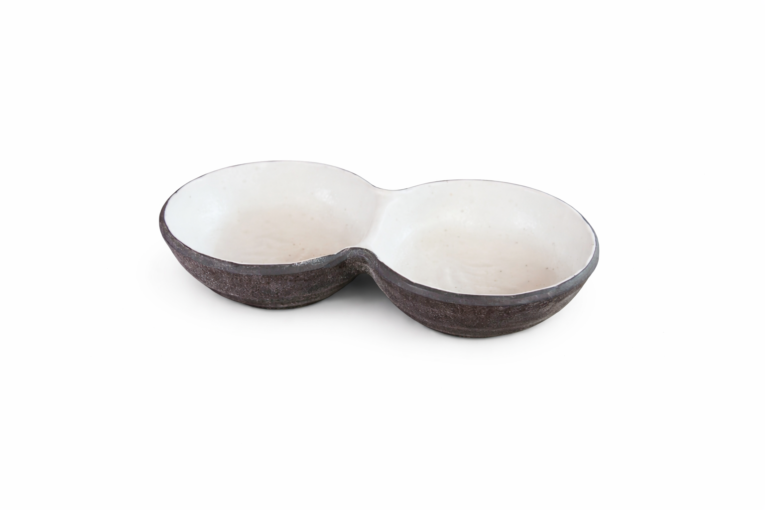 CHEFCO,CT-023,Two-Compartment Round Condiment Dish, Matte Black & Gray - Chefcoca